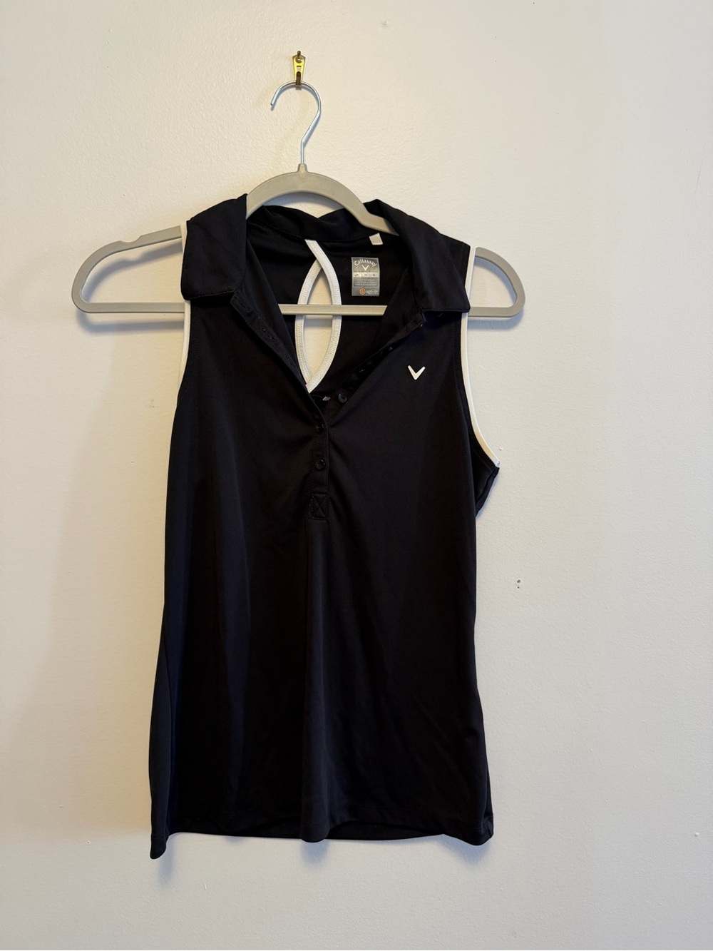 Callaway Black Sleeveless Polo Tank with White Trim